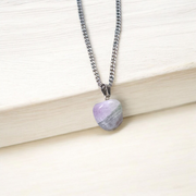 Handcrafted amethyst pendant with silver alloy chain – gemstone locket for healing and spiritual clarity