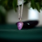 Handcrafted amethyst pendant with silver alloy chain – gemstone locket for healing and spiritual clarity