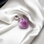 Handcrafted amethyst pendant with silver alloy chain – gemstone locket for healing and spiritual clarity
