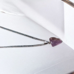 Handcrafted amethyst pendant with silver alloy chain – gemstone locket for healing and spiritual clarity