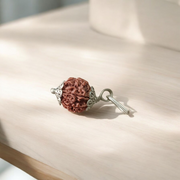 Handcrafted pendant featuring 2 Mukhi and 6 Mukhi Rudraksha beads set in metal caps, symbolizing peace, strength, and clarity