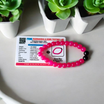 Handmade pink and black agate bracelet with 8MM polished hakik beads, stretchable and unisex design