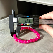 Handmade pink and black agate bracelet with 8MM polished hakik beads, stretchable and unisex design