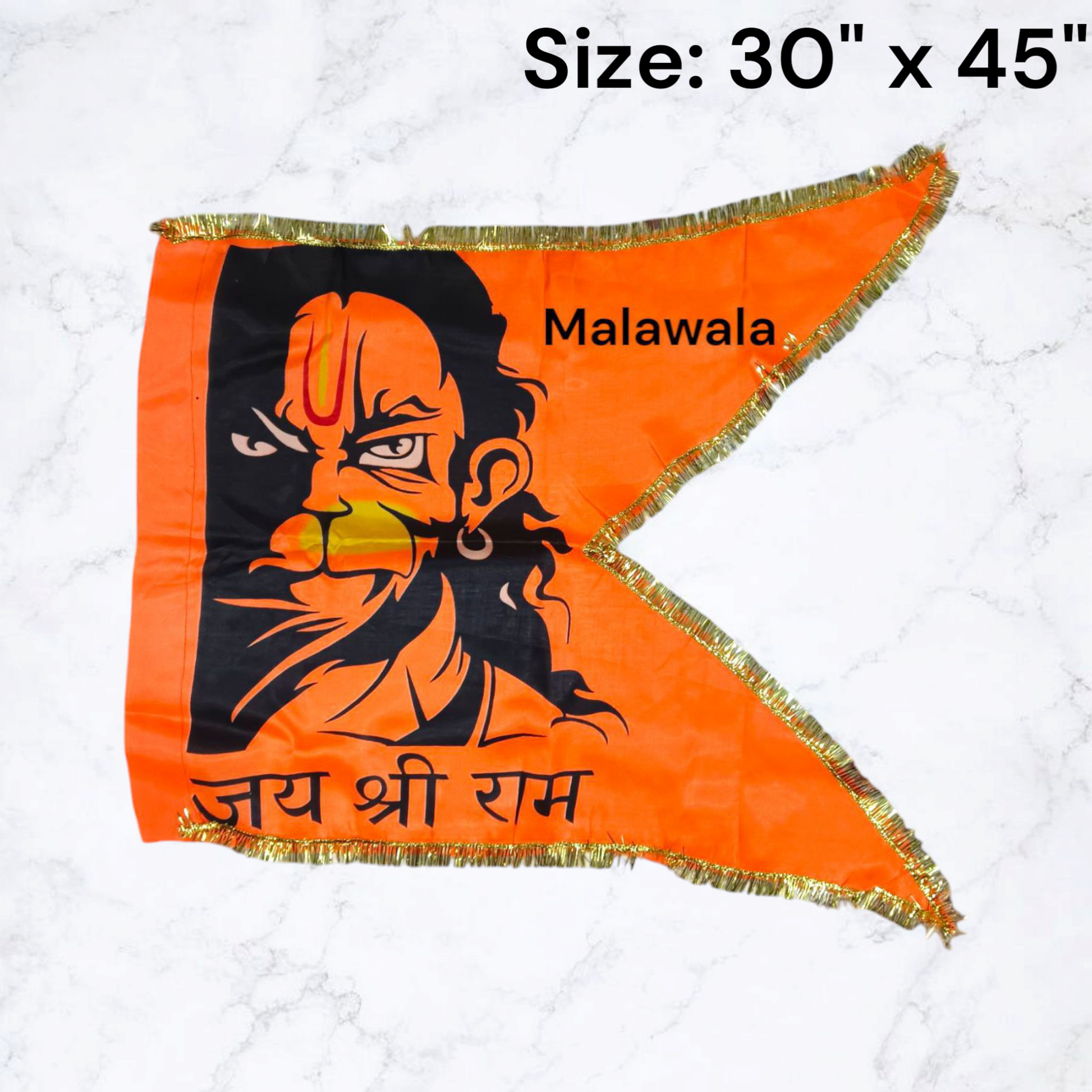 Hanuman Ji Printed Flag | 30X45" Bajrangbali Jhanda | Jai Shri Ram M-Cut Hanuman Ji Dhwaja Flag for Home, Office, and Religious Occasion – Malawala