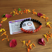 Hessonite & Black Agate Bracelet  – Stretchable, Lab Certified, Spiritual Energy