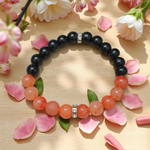 Hessonite (Gomed) and Black Agate (Hakik) bracelet with 8MM beads, stretchable design, lab certified for authenticity