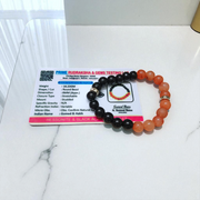 Hessonite (Gomed) and Black Agate (Hakik) bracelet with 8MM beads, stretchable design, lab certified for authenticity