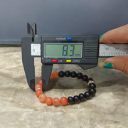 Hessonite (Gomed) and Black Agate (Hakik) bracelet with 8MM beads, stretchable design, lab certified for authenticity