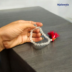 High-quality 8MM Sphatik Mala made from natural crystal beads with Guru bead – ideal for meditation and spiritual practices