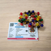 Navratan Mala - Natural Nine Gemstones for Planetary Balance & Prosperity with Lab Certificate - Malawala
