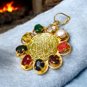 Navratna Locket with Shri Yantra Pendant | Nine Gemstones Spiritual Jewelry