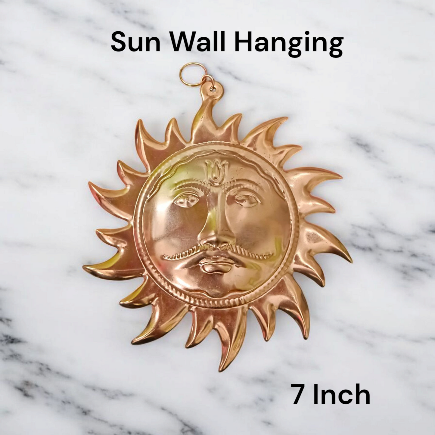 Surya Dev Wall Hanging Set of 2 – 7 Inch Brass & Copper Sun God Decor – Malawala