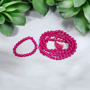 Combo of Original Pink Agate Mala & Pink Hakik Bracelet | Lab Certified