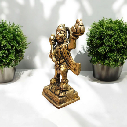 Hanuman Ji Brass Idol | Carrying Mountain | Divine Strength & Blessings