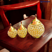 Brass Crystal Akhand Jyot Matki Diya | Oil Lamp for Pooja & Temple Tealight Holder
