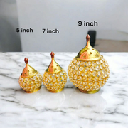Brass Crystal Akhand Jyot Matki Diya | Oil Lamp for Pooja & Temple Tealight Holder