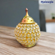 Brass Crystal Akhand Jyot Matki Diya | Oil Lamp for Pooja & Temple Tealight Holder
