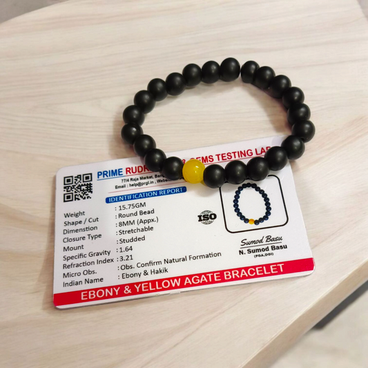 Ebony & Yellow Agate  Bracelet – Balance, Energy & Wellness by Malawala