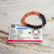 Premium Hessonite & Black Agate Bracelet – Lab Certified for Healing & Anxiety Relief