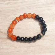 Premium Hessonite & Black Agate Bracelet – Lab Certified for Healing & Anxiety Relief