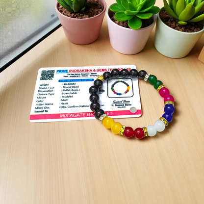 Mix Agate Bracelet | 7 Types of Agate | Stretchable & Lab Certified