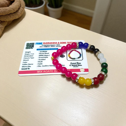 Mix Agate Bracelet | 7 Types of Agate | Stretchable & Lab Certified
