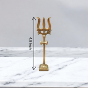 Brass Trishul With Damru | Decorative Handcrafted Figurine | Ideal for Temples, Home Decor, and Pooja Rituals