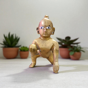 Brass Laddu Gopal Statue | Bal Gopal Idol for Home Temple in Sizes 0-6