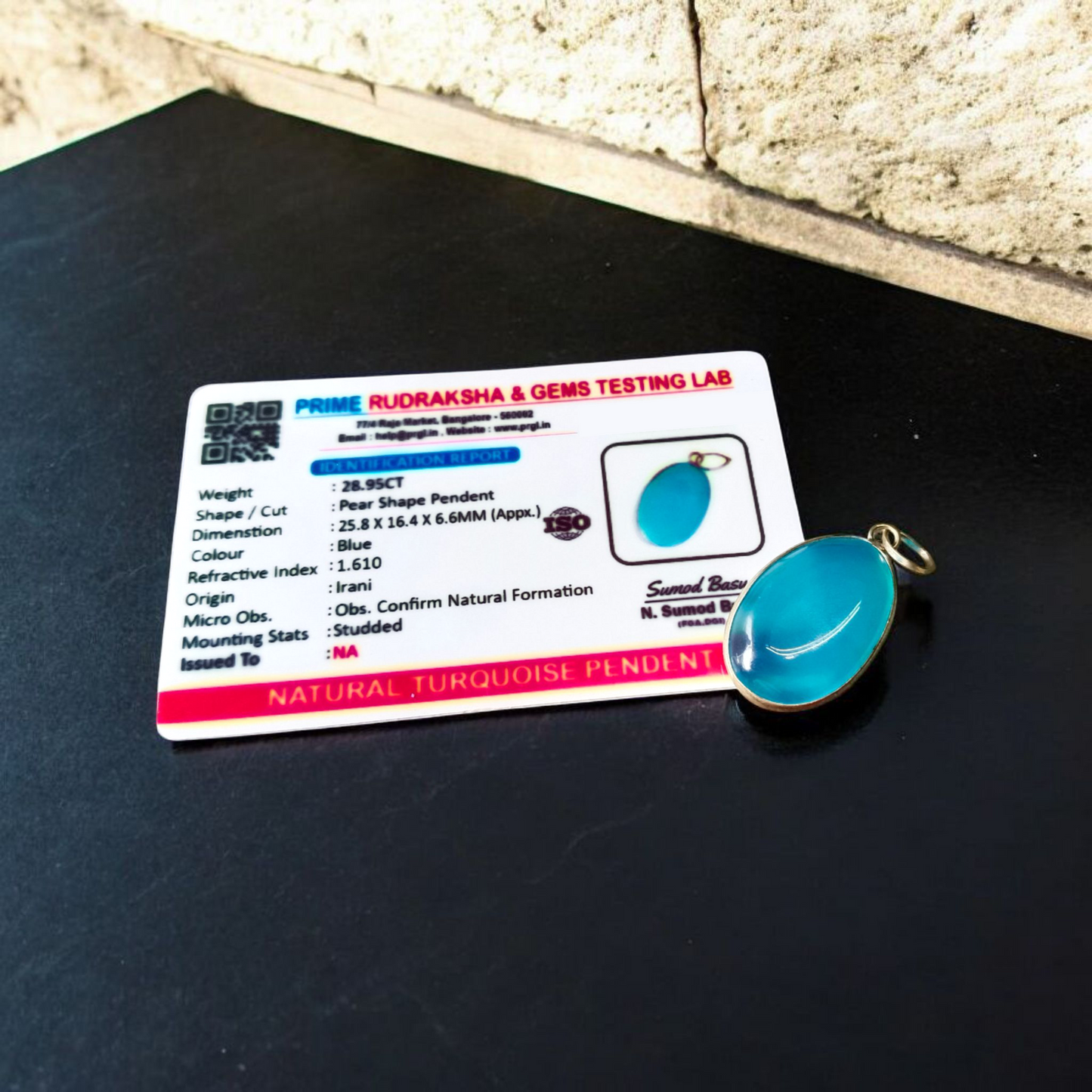 Original Turquoise Pendant – Lab Certified Firoza for Healing & Meditation | Malawala