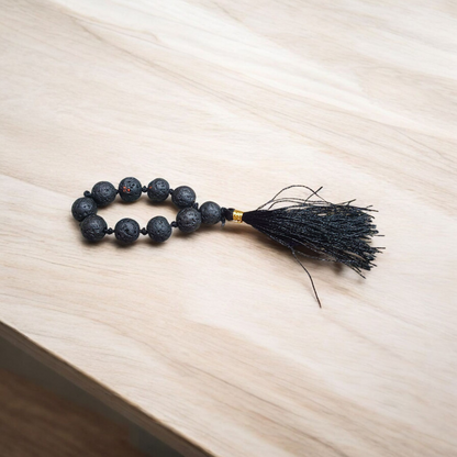 Natural Lava Finger Mala 9+1 Beads | Lab Certified | Meditation & Healing
