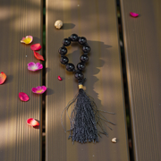 Natural Black Agate Finger Mala 9+1 Beads | Kala Hakik Finger Mala 8mm Beads Size | Lab Certified | Ideal for Meditation, Prayers & Mantra Chanting