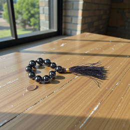 Natural Black Agate Finger Mala 9+1 Beads | Kala Hakik Finger Mala 8mm Beads Size | Lab Certified | Ideal for Meditation, Prayers & Mantra Chanting