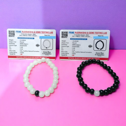 Natural Black & White Agate Couple Bracelet – Emotional Balance & Protection