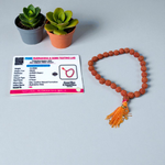 Image displaying a combo of 5 Rudraksha Malas (108+1 beads each) and 1 Rudraksha Japa Mala (27+1 beads), all lab certified and neatly arranged for spiritual practice