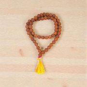Image of Natural Rudraksha Jaap Mala with 54+1 beads, 8mm size, traditional hand-knotted design, ideal for meditation and chanting
