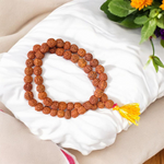 Image of Natural Rudraksha Jaap Mala with 54+1 beads, 8mm size, traditional hand-knotted design, ideal for meditation and chanting