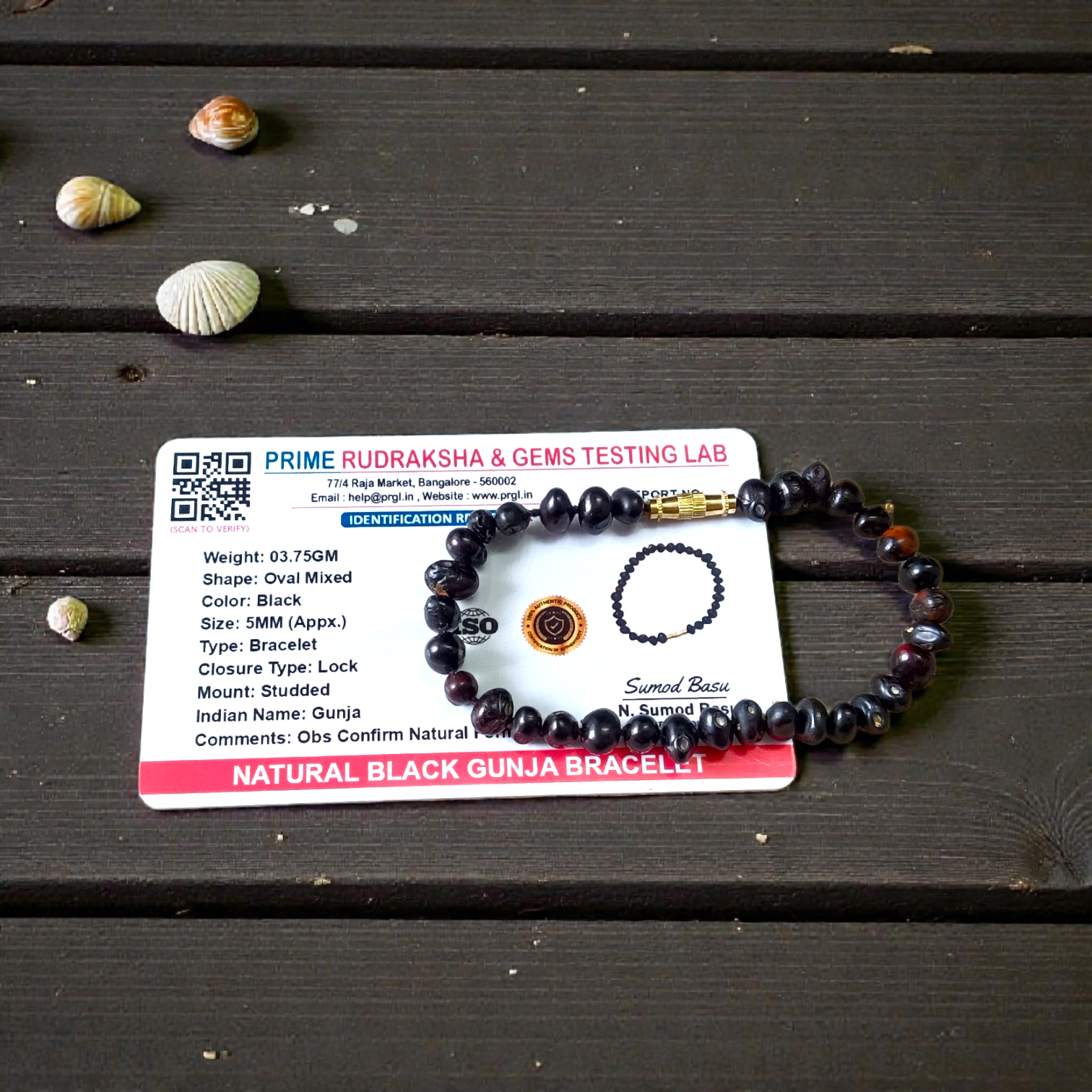 Image of a combo featuring two bracelets made of black and red Gunja seeds, arranged side by side on a clean white background