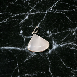 Image of a polished oval Natural Milky Moonstone Pendant on a black adjustable cotton thread, displayed on a neutral background