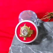 Image of adjustable Kachua Diamond Ring in Ashtdhatu by MALAWALA featuring a tortoise design with embedded diamond, suitable for men and women