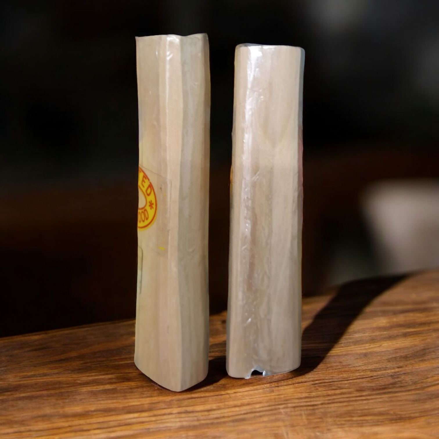Image of original Mysore sandalwood stick for puja, weighing 30-40 grams, with a rich natural wood texture and soothing aroma