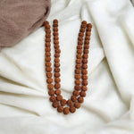 Image showing 6 Mukhi Rudraksha Mala with 13MM natural brown beads and traditional stringing, available in 27+1 and 108+1 variants, ideal for meditation and success