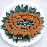 Image showing 6 Mukhi Rudraksha Mala with 13MM natural brown beads and traditional stringing, available in 27+1 and 108+1 variants, ideal for meditation and success