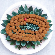 Image showing 6 Mukhi Rudraksha Mala with 13MM natural brown beads and traditional stringing, available in 27+1 and 108+1 variants, ideal for meditation and success