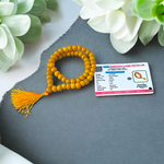 Image showing a combo of Kamal Gutta Mala and Haldi Mala with 108+1 beads, handcrafted and lab certified, placed on a spiritual cloth background
