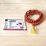 Image showing a set of 4 Jaap Malas – Rudraksha, White Sandalwood, Sphatik, and Red Sandalwood – neatly arranged on a traditional spiritual cloth
