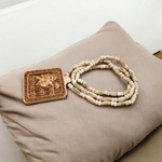 Jai Shri Bageshwar Dham Tulsi Mala with metal locket and screw-lock clasp, displayed against a plain white background