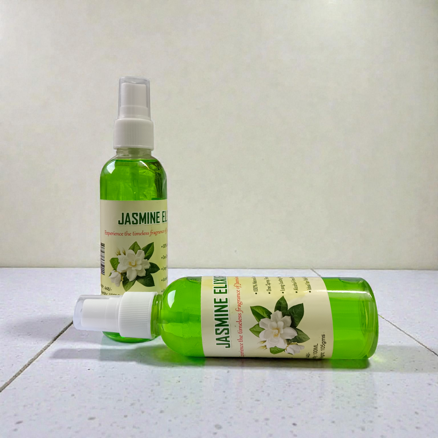 Jasmine Elixir Spray Attar 100ML set of 2 in elegant glass spray bottles