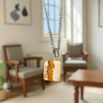 Jasper Stone Pendant with Leopard Skin Pattern on Stainless Steel Chain – Elegant, Lab-Certified Healing Jewelry