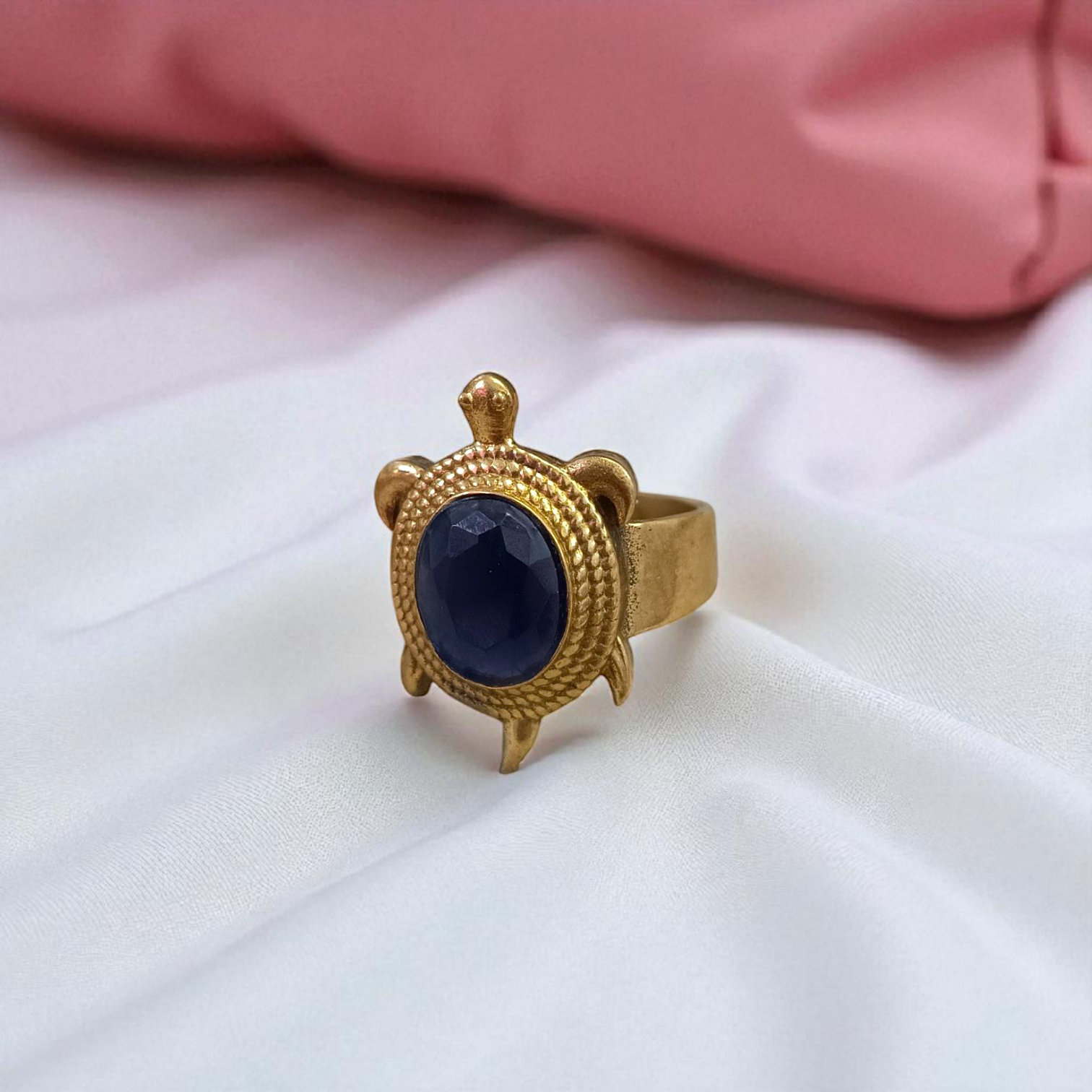 Kachua Black Hakik Ring | Adjustable Kachua Ring for Men and Women | Black Agate Gemstone Ring in Ashtdhatu - Malawala