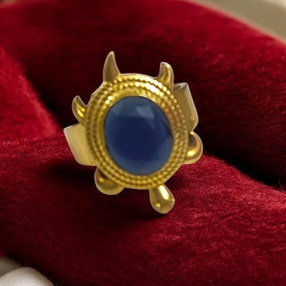 Kachua Neelam Ring | Adjustable Kachua Ring for Men and Women | Neelam Gemstone Ring in Ashtdhatu - Malawala